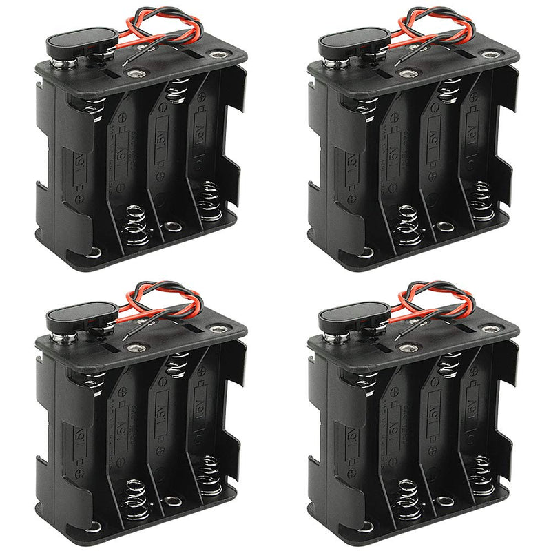 WMYCONGCONG 4 Pack 8 x 1.5V AA Battery Holder with Standard Snap Connector and Hard Plastic Housing T Type Wire (8AA) 8AA