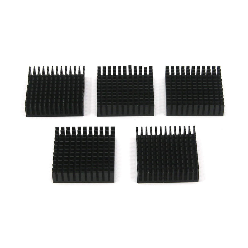 MTMTOOL 1.6" x 1.6" x 0.4" Black Aluminium Heatsink Cooling Cooler Fin for Cooling Routing PCU Pack of 5