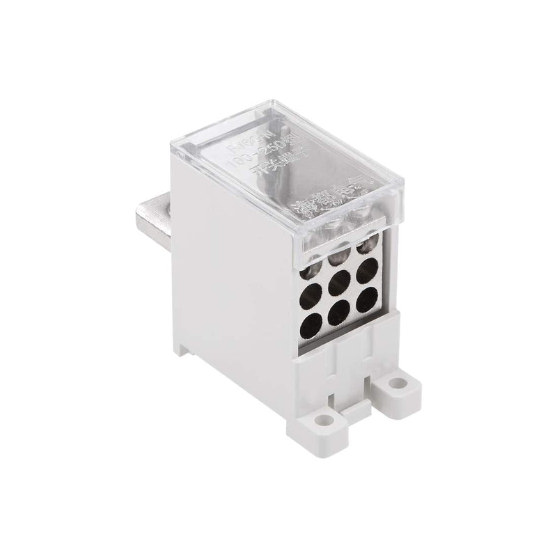 uxcell 1 in 9 Out DIN Rail Terminal Blocks 690V 250A Max Input Distribution Block for Circuit Breaker