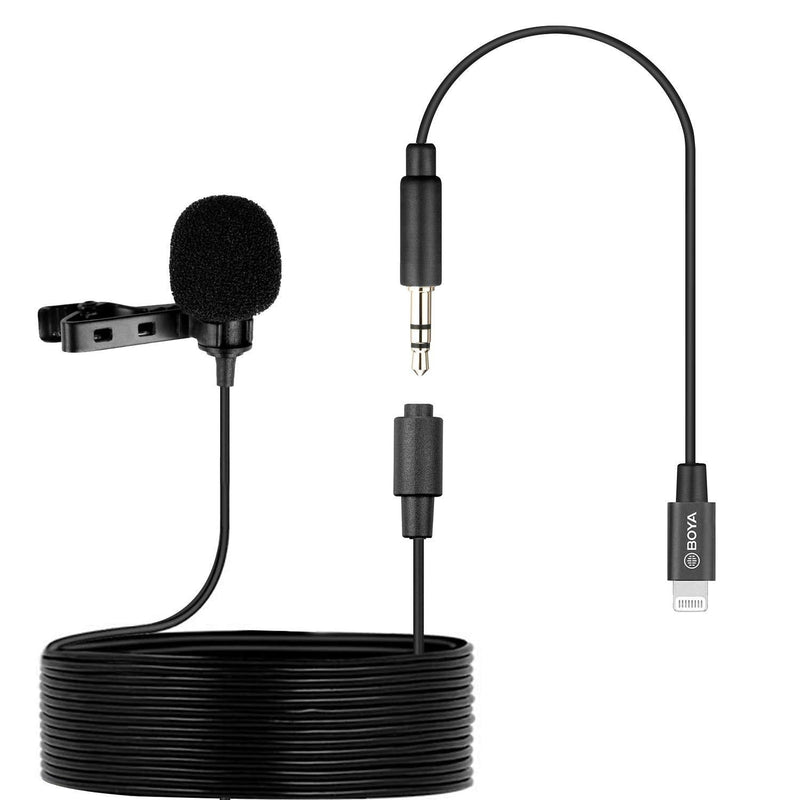 New BOYA by-M2 Clip-on Lavalier Lightning Microphone for iOS Tablet iPhone 8 10 11 X iPhone 12 Pro Vlog Broadcast Podcast Interview Recording