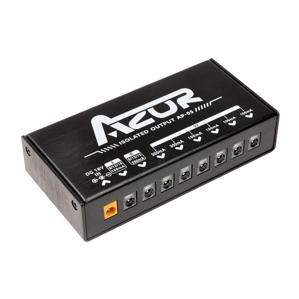 AZOR Guitar Effects PedalBoard Power Supply Adapter 8 Isolated DC Output for 9V/12V/15V/18V with PedalBoard AP-05
