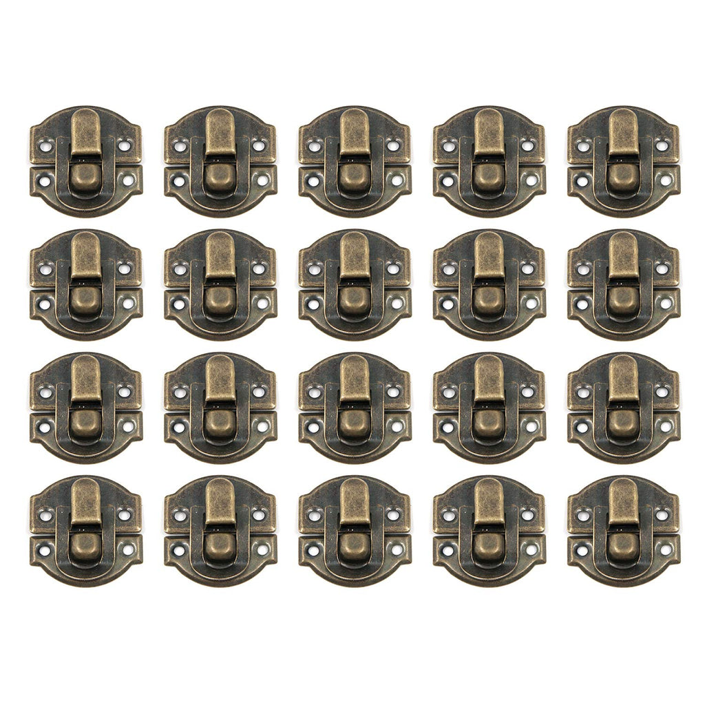 Geesatis 20 PCS Antique Bronze Hasp Latch Lock Buckle Hardware for Jewelry Boxes Metal Clip Clasp Vintage Hardware Latch Buckle with Mounting Screws