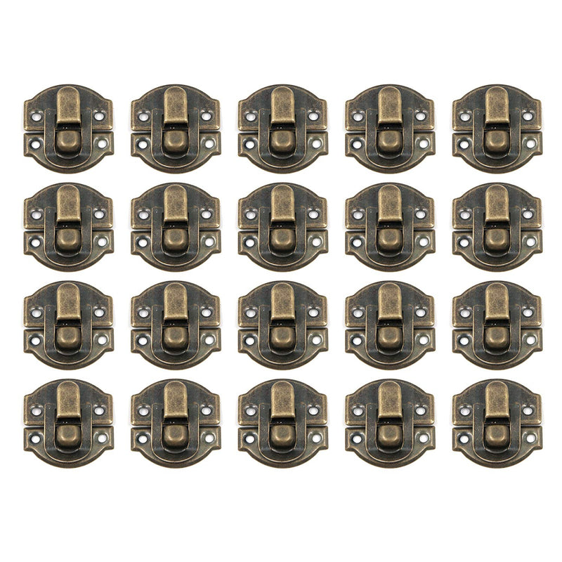 Geesatis 20 PCS Antique Bronze Hasp Latch Lock Buckle Hardware for Jewelry Boxes Metal Clip Clasp Vintage Hardware Latch Buckle with Mounting Screws