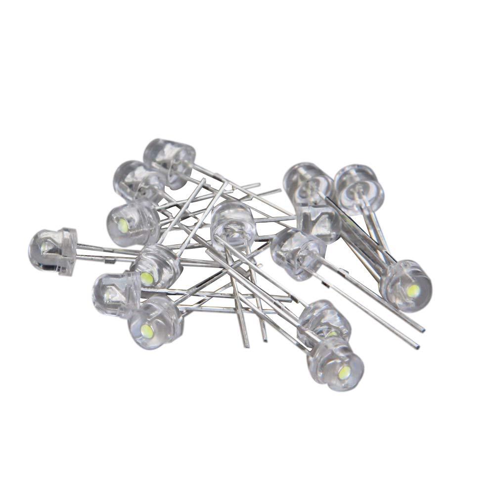 Othmro 40pcs 5mm White LED Diode Lights Clear Straw Hat Transparent 3-3.4V 20mA Super Bright Lighting Bulb Lamps Electronic Component Light Emitting Diodes