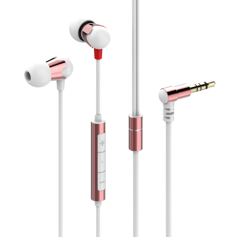 Geekria Comma2 Earbuds for Kids, Women, Small Ears with Case, Noise Isolating Earbuds with Mic and Volume Control, Lightweight Hi-Res Wired in-Ear Headphones, 3.5mm Compact Earphones (Rose Gold)