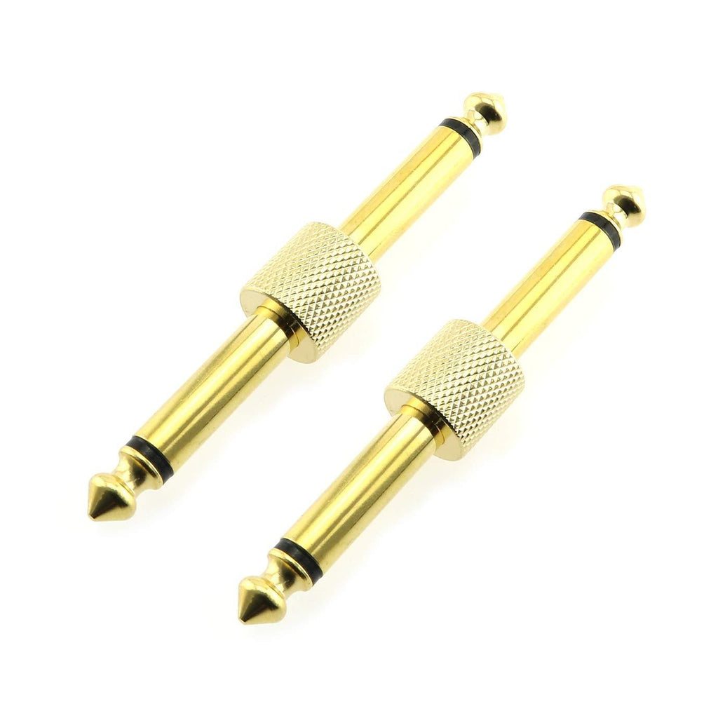 [AUSTRALIA] - Maxmoral 2PCS Guitar Pedal Coulper 6.35mm(1/4") Audio Mono Male to Male Plug Gold Plated Guitar Effects Pedal to Pedal Adapter Connector 