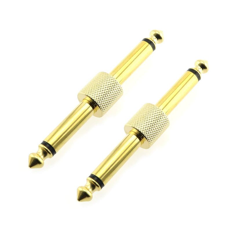 [AUSTRALIA] - Maxmoral 2PCS Guitar Pedal Coulper 6.35mm(1/4") Audio Mono Male to Male Plug Gold Plated Guitar Effects Pedal to Pedal Adapter Connector 