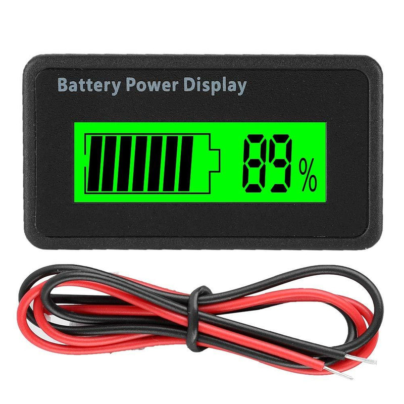 Universal Battery Capacity Indicator Tester Voltmeter with LCD Display, 12-48V Battery Power Display with Reverse Connection Protection(Green) green