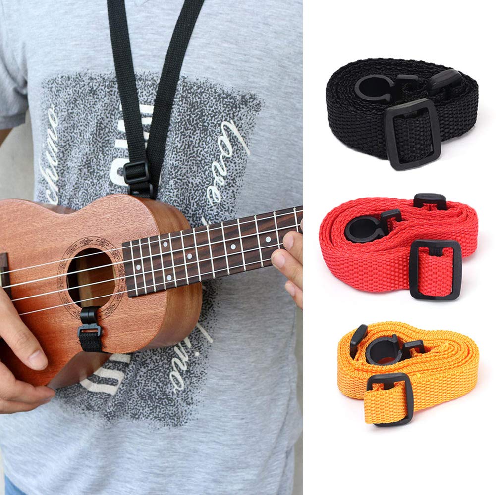 AKOAK 3 Pcs Adjustable Nylon Round Hook Strap, Ukulele Small Guitar Hanging Neck Strap, Durable Guitar Accessories