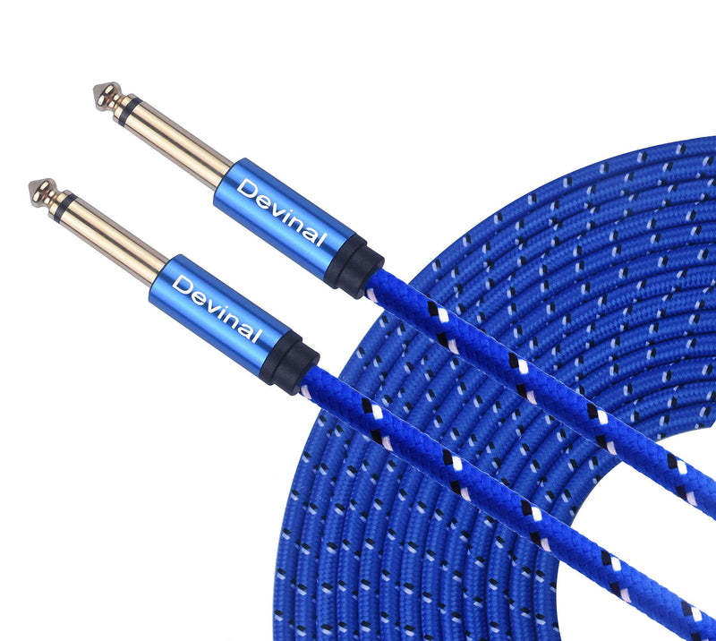 [AUSTRALIA] - Guitar Instrument Cable, Devinal 1/4" TS Mono Patch Cords, 6.35mm Straight to Straight bass Cord for Electric Guitar, Bass, Keyboard, Mandolin, Pro Audio Blue 20 Feet 20 Foot 