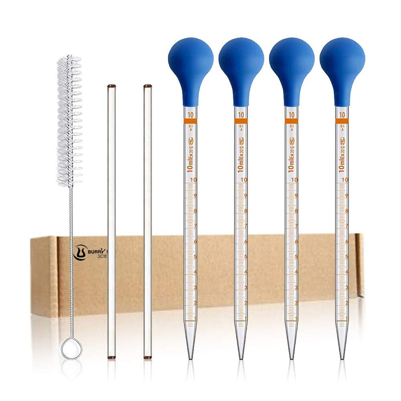 Droppers 10ml Pipettes Glass Graduated Dropper Lab Pipette Liquid Pipette (4) 4