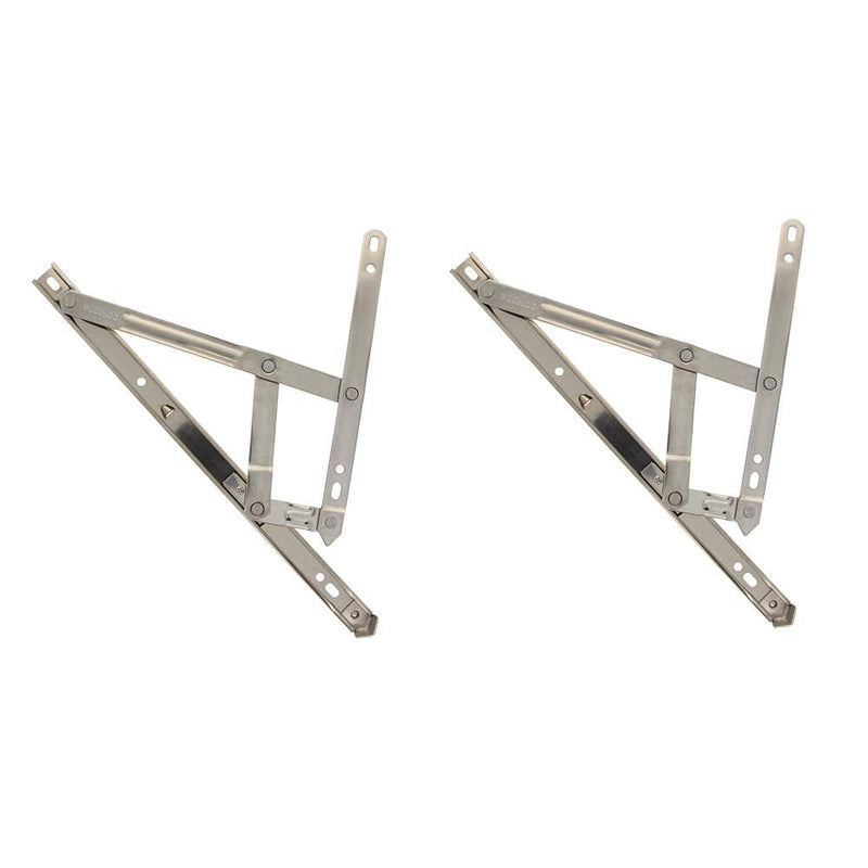 MroMax 12 Inch Round Slot Casement/Hanging Window Hinge and 202 Stainless Steel Silver Tone 2PCS