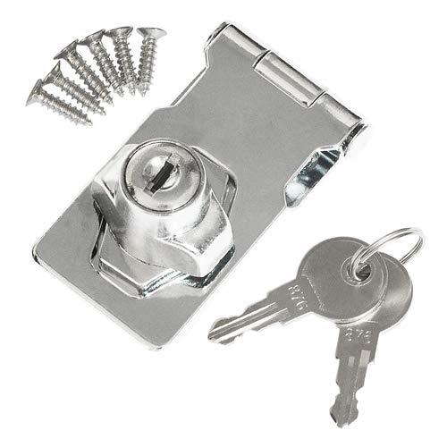 [AUSTRALIA] - TOVOT 4 Pack Keyed Hasp Locks -Twist Knob Keyed Locking Hasp (2.5" x 1-1/4"),Safety Locking Hasp w/Screws for Door Cabinet,Key Different(Chrome) 