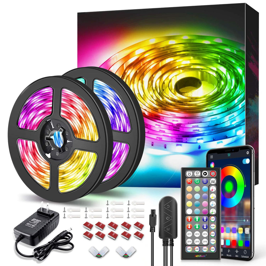 [AUSTRALIA] - 32.8ft LED Strip Lights APP Control Color Changing Rope Lights with Remote, Music Sync Built-in Mic, SMD 5050 RGB Light Strips RGB LED Strip (32.8Ft APP+Remote+Mic+3-Button Switch) 