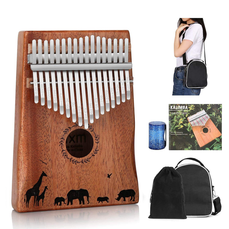 Kalimba, FIXM 17 Keys Thumb Piano with Study Instruction Tuning Hammer and Protective Case, Portable and Easy to Operate, Perfect Gifts for Beginners and Professionals