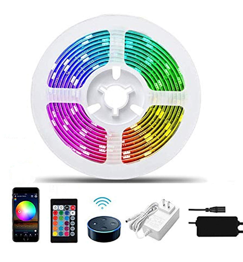 [AUSTRALIA] - PATIOPTION LED Strip Lights, 16.4ft Waterproof WiFi Works with Alexa, Google, App Controlled Music Sync RGB 5050 LED Tape Lights, Color Changing with Remote for iOS and Android, Bedroom, Home Decor 