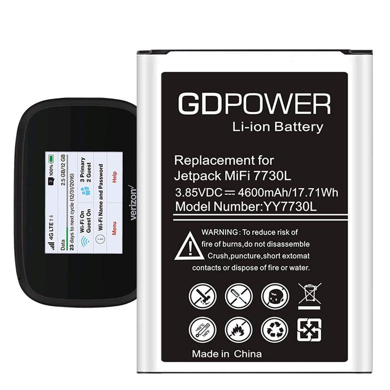 GDPower 4600mAh Li-ion Battery Replacement for Verizon Novatel Jetpack MiFi 7730 7730L Mobile Hotspot P/N: 40123117 Spare Battery