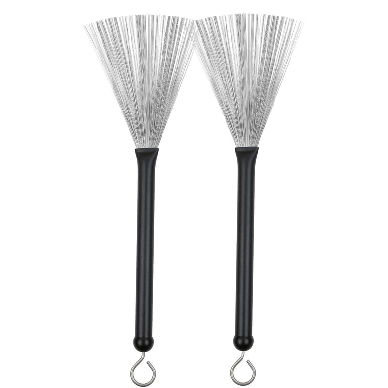 1 Pair Drum Brushes Retractable Drum Wire Brushes Drum Sticks Brush with Comfortable Aluminum Handles, Perfect Gift for Rock Band, Jazz Folk, Drummers, Music Lovers, Beginners, Students, Adults(Black) Black