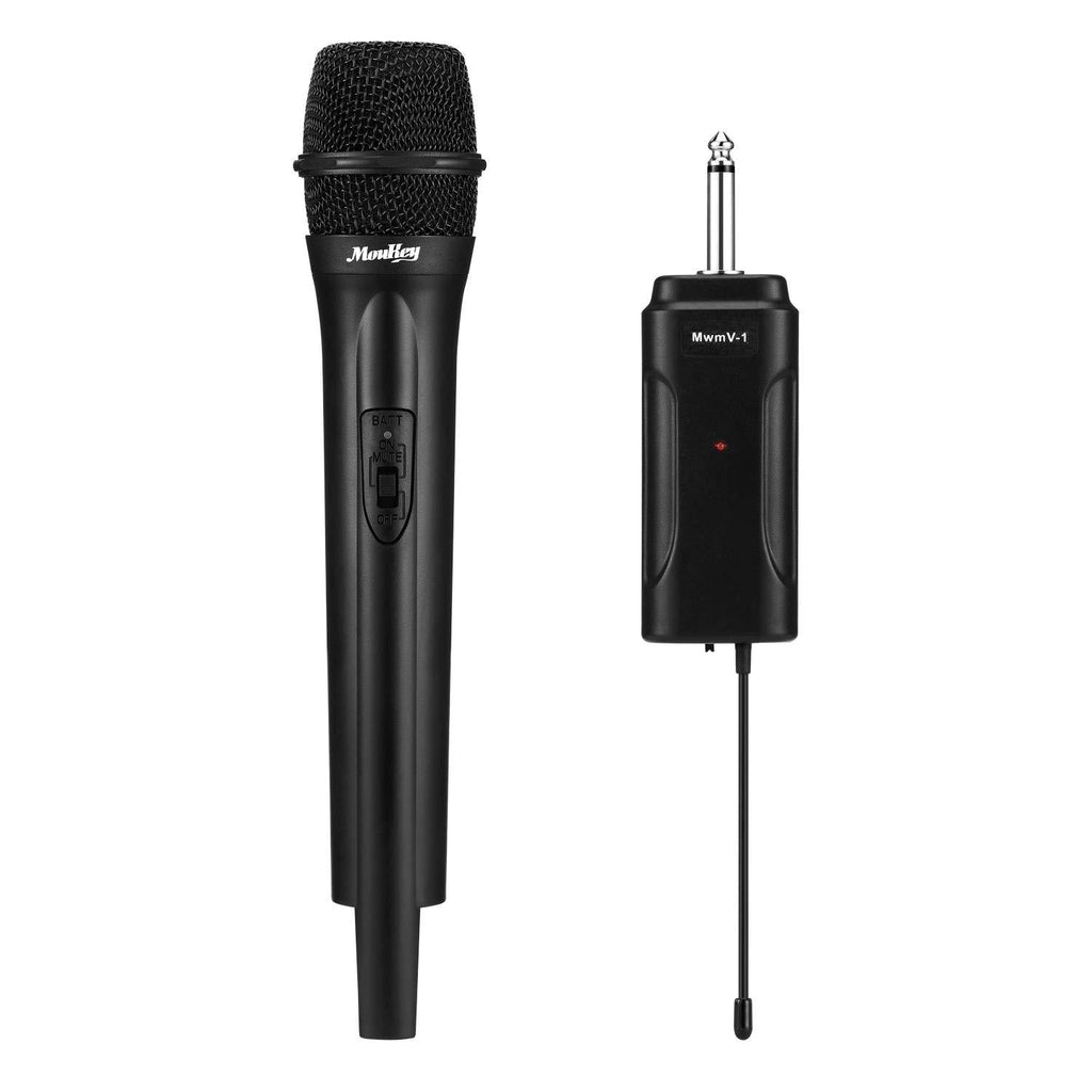 [AUSTRALIA] - Moukey Wireless Microphone Dynamic Handheld Mic, VHF Cordless Microphone System with 1/4 Output for House Party, Karaoke, Business Meeting, Weddings, Church, Stage, 165ft - MwmV-1 
