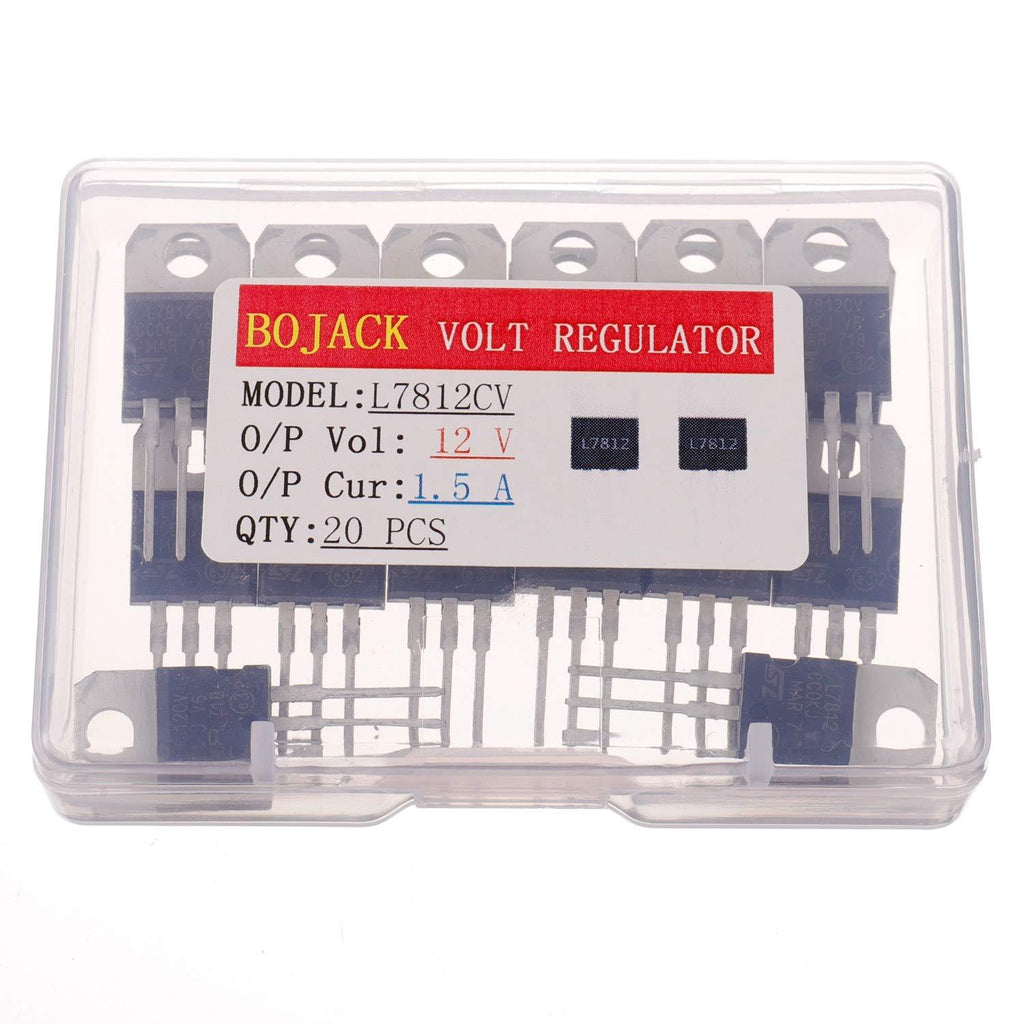 BOJACK IC 7812 Voltage Regulator Output 12 V 1.5 A Integrated Circuits L7812 Linear Positive Voltage Regulators TO-220(Pack of 20 pcs)