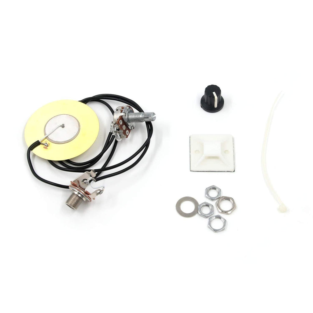 FarBoat Pickup Piezo 50mm Sensitive Transducer Self-Adhesive Prewired Amplifier Wiring Kit 6.35mm/ 1/4" Output Jack for Acoustic Guitar, Cigar Box Guitar, Ukulele, Mandolin