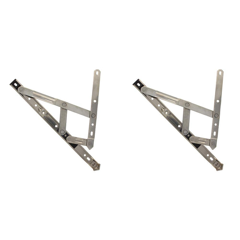 MroMax 12 Inch Square Slot Casement/Hanging Window Hinge and 202 Stainless Steel Silver Tone 2PCS