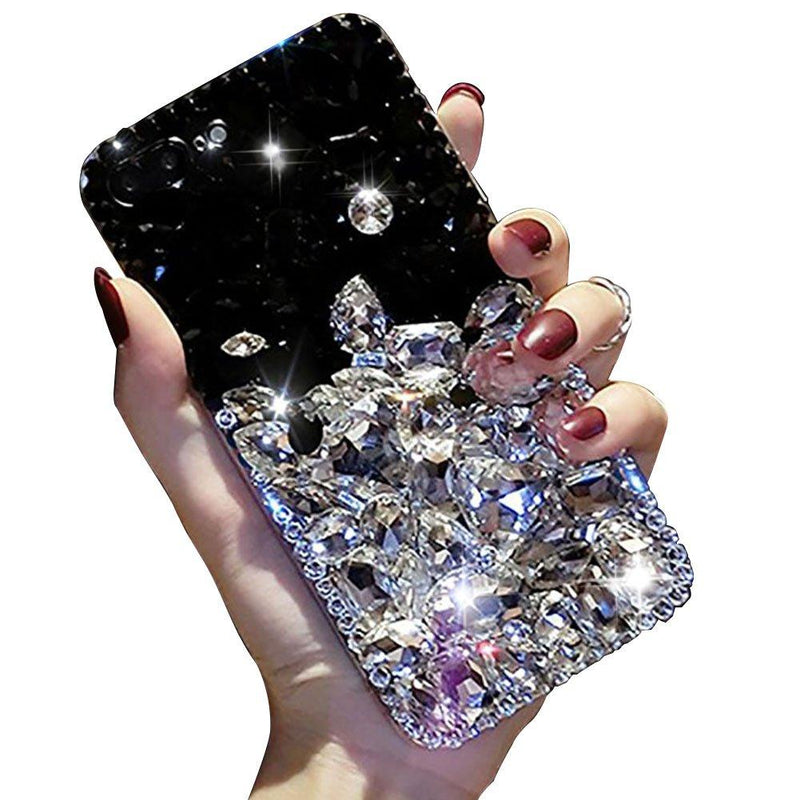 Bling Diamond Case for iPhone 11 Pro 5.8 inch,Aearl 3D Homemade Luxury Sparkle Crystal Rhinestone Shiny Glitter Full Clear Stones Back Cover with Screen Protector-White&Black White&Black Diamonds