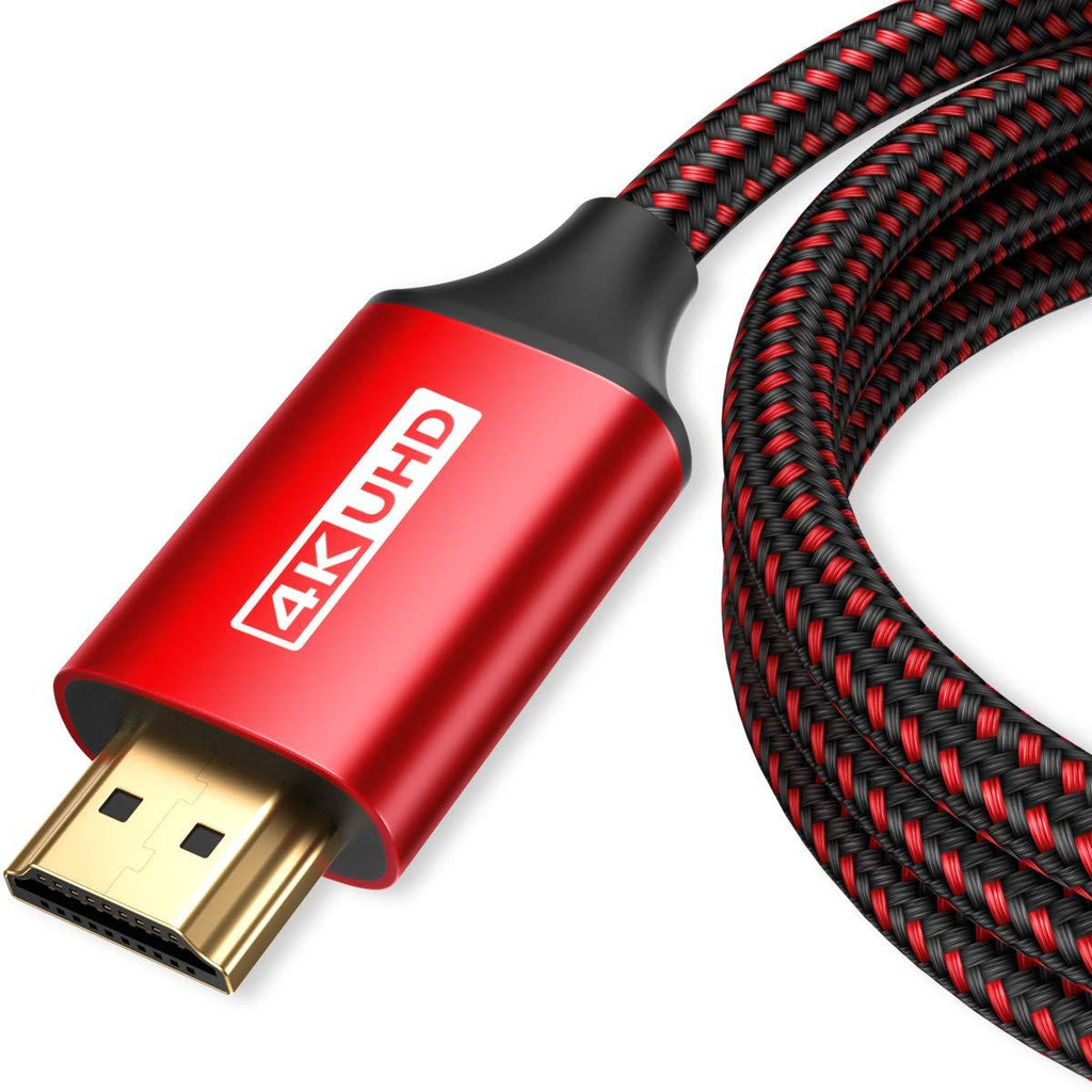 4K@60Hz HDMI Cable 10ft, JSAUX High Speed 18Gbps HDMI 2.0 Cable - 4K HDR, 3D, 2160P, 1080P, Ethernet - 28AWG Braided Cord - Audio Return(ARC) Compatible with UHD TV, Blu-ray, Xbox, PS4 PS3, PC-Red Red