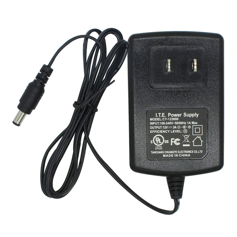 AC to DC 12V 3A Power Supply Adapter 5.5mm x 2.1mm for CCTV Camera DVR NVR UL Listed FCC