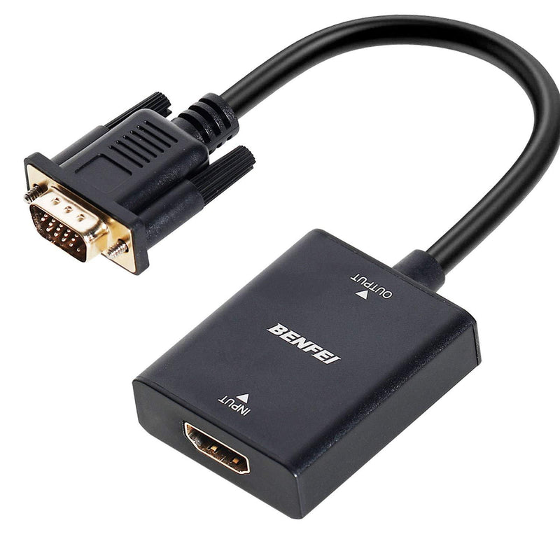 HDMI to VGA, Benfei HDMI to VGA Adapter (Female to Male) with 3.5mm Audio Jack Compatible for TV Stick, Computer, Desktop, Laptop, PC, Monitor, Projector, Raspberry Pi, Roku, Xbox and More - Black