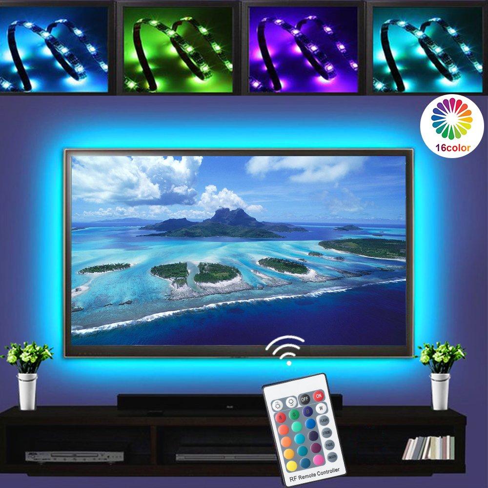 [AUSTRALIA] - LED TV Backlights, RGB LED Strip Lights, 1M/3.3ft USB Powered Bias Lighting Kits, LED Strip Lights with RF Remote Controller (16 Colors and 4 Dynamic Modes), led for HDTV,PC Monitor and Home Theater 1M/3.3ft (24"-40") 