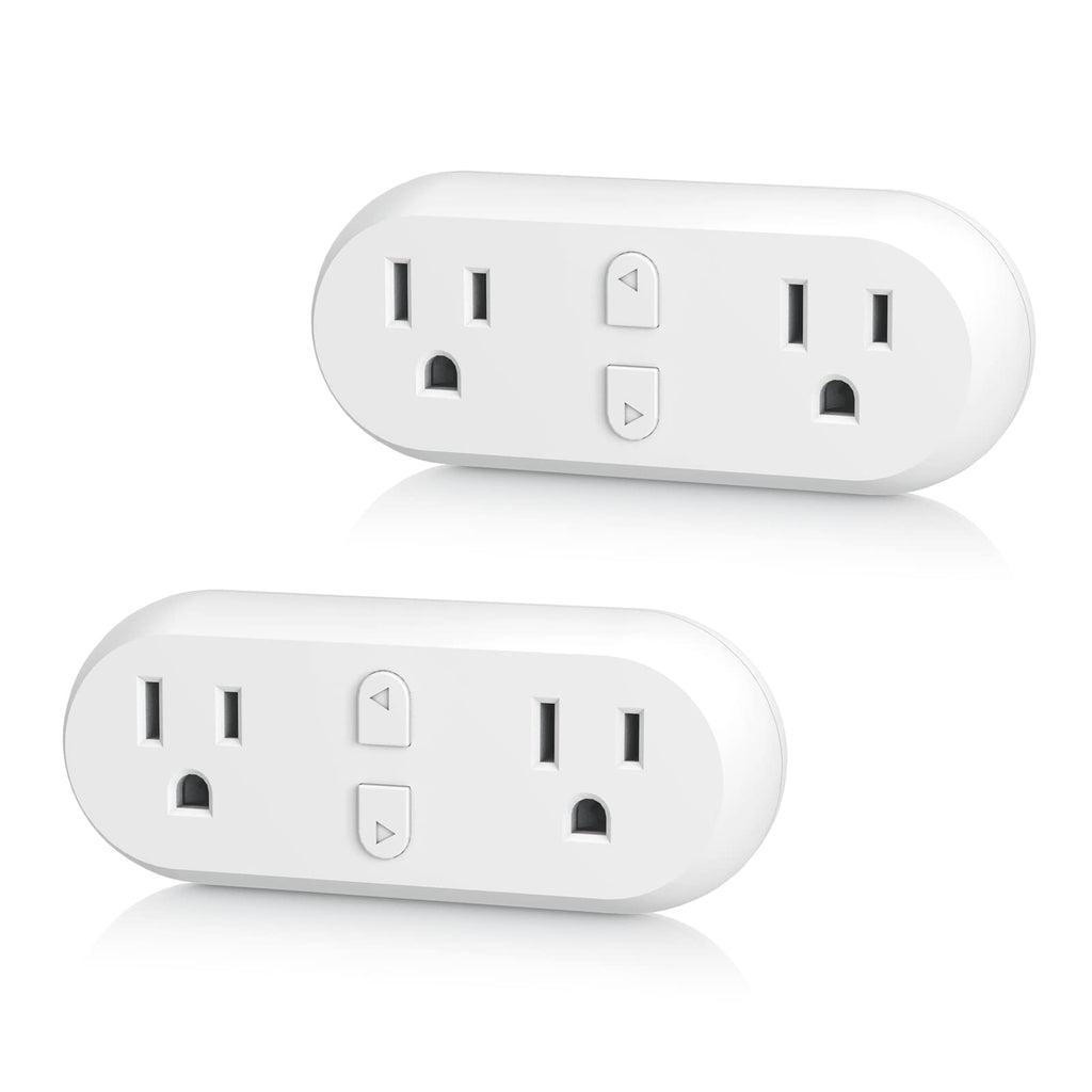 HBN Smart Plug 15A, WiFi&Bluetooth Outlet Extender Dual Socket Plugs Works with Alexa, Google Home Assistant, Remote Control with Timer Function, No Hub Required, ETL Certified, 2.4G WiFi Only, 2-Pack 2 Pack
