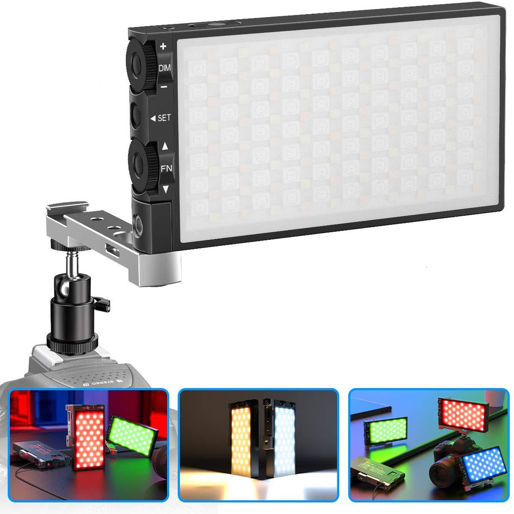 Upgrade/RGB Video Light, 360 ° Full Color LED Camera Light, Dimmable 2500K-8500K Portable Pocket Size Camera Lighting, 12 Lighting Effect Mode, Built-in 3200mAh Rechargeable Battery