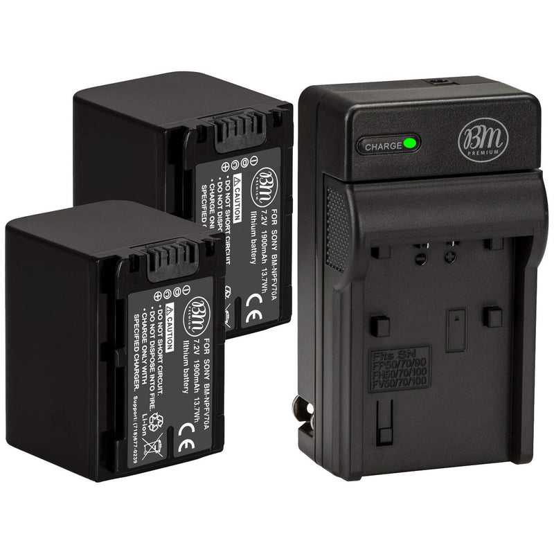 [AUSTRALIA] - BM Premium 2 NP-FV70A Batteries and Charger for Sony FDR-AX30, FDR-AX33, FDR-AX53, FDR-AX700, FDR-AX100, FDR-AXP35 HXR-MC50, HXR-MC88, HX-RNX80, PXW-Z90V, NEX-VG10, VG20, NEX-VG30, NEX-VG900 Cacmorder 