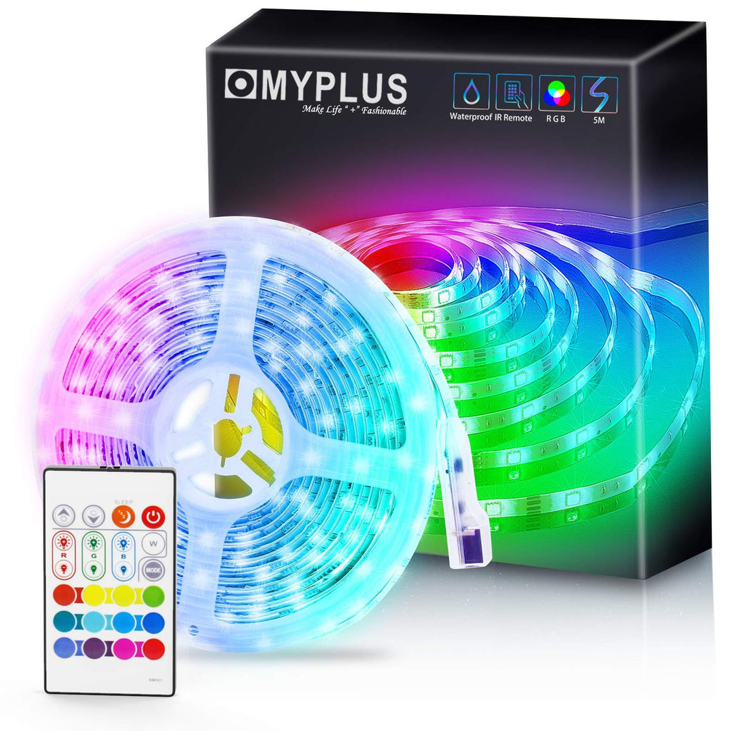 [AUSTRALIA] - MYPLUS Waterproof LED Strip Lights, 16.4 ft RGB Lights Strips with Remote Control, Color Changing, 24-Key DIY Colors Led Rope Lights for Bedroom,Home Party,Kitchen,Bar Decoration 16.4 FT/Waterproof 