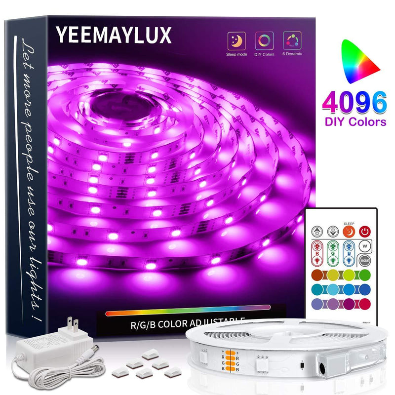 [AUSTRALIA] - YEEMAYLUX LED Strip Lights 16.4ft 4096 DIY Color changing 5050 RGB 150 LEDs light strip kit with Remote and Hidden Controller Easy Installation for TV backlight,Room and Bedroom Multicolor Decoration. 