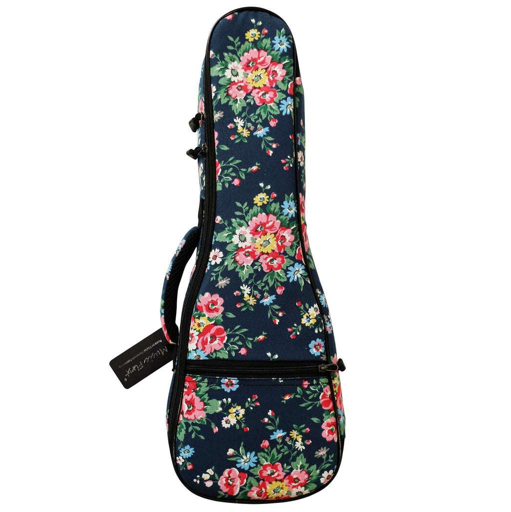 MUSIC FIRST Original Desgin, Cotton Canvas" Dark Night Garden" Floral Patterned Ukulele Case, Ukulele Bag, Ukulele Cover (Fit for 23~24 inch Concert Ukulele) Fit for 23~24 inch Concert Ukulele