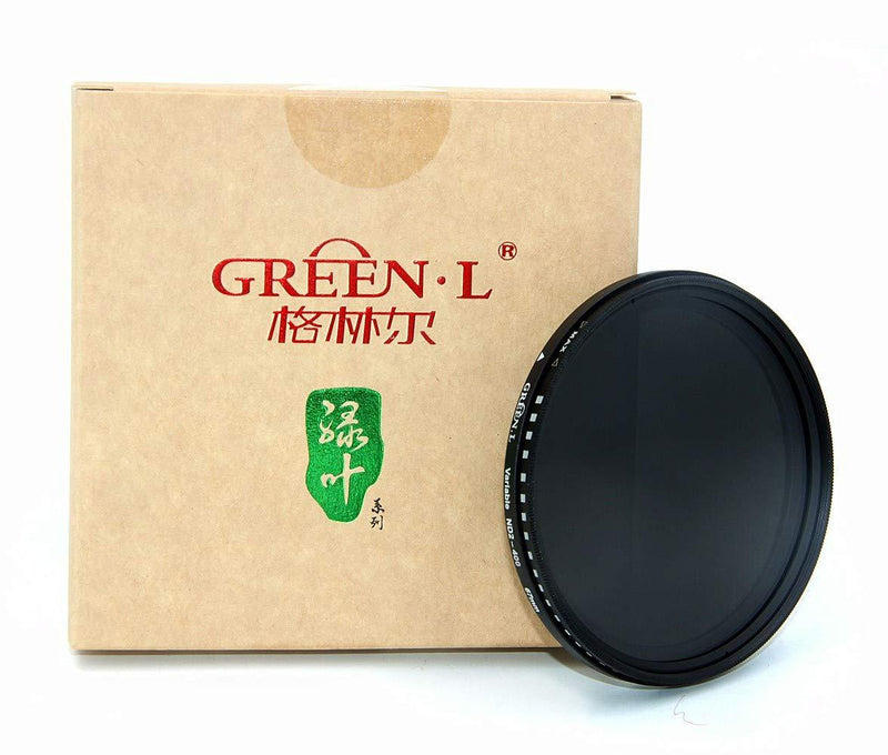58mm Variable ND Filter,GREEN.L ND2 to ND400 Fader Neutral Density Filter for Camera Lens， Optical Glass with Filter Pouch 58mm