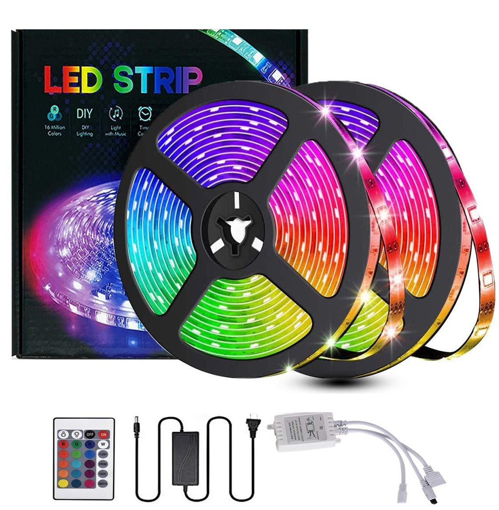 [AUSTRALIA] - Led Strip Lights,32.8FT/10M Flexible Tape Lights Color Changing 300 LEDs SMD5050 RGB Strip Lights Kit with 24key Remote Control for Home Bedroom Kitchen and Party, Non-Waterproof (32.8FT) 32.8ft 