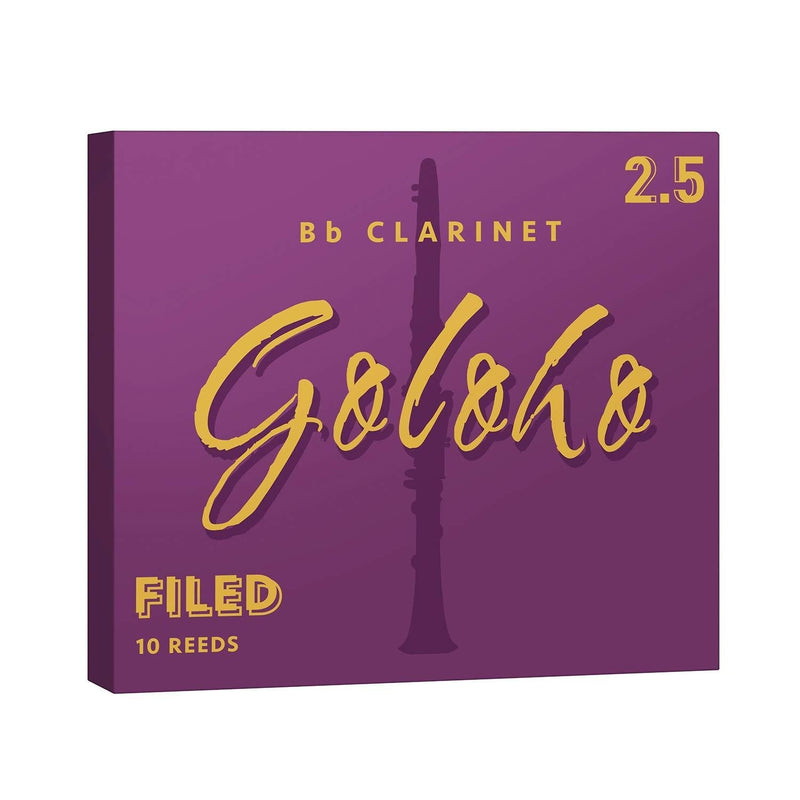 GOLOHO Bb Clarinet Reeds, Strength 2.5, Filed Cut, Box of 10