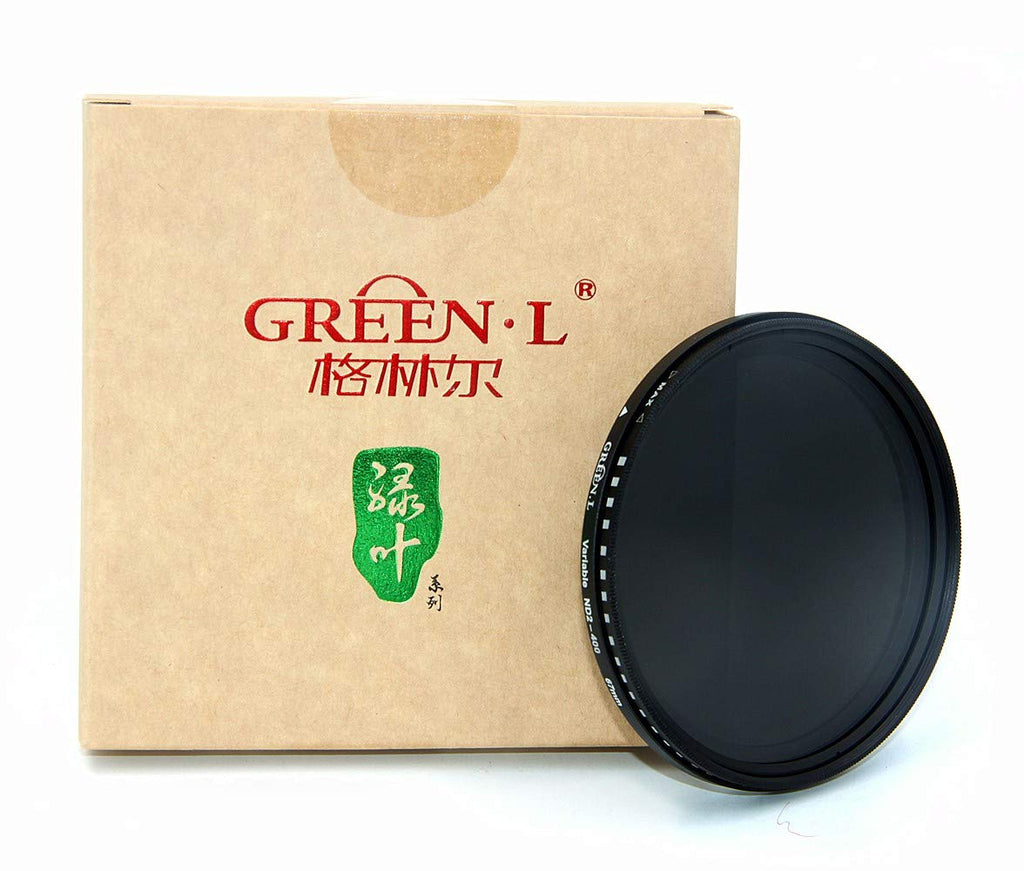 72mm Variable ND Filter,GREEN.L ND2 to ND400 Fader Neutral Density Filter for Camera Lens， Optical Glass with Filter Pouch 72mm