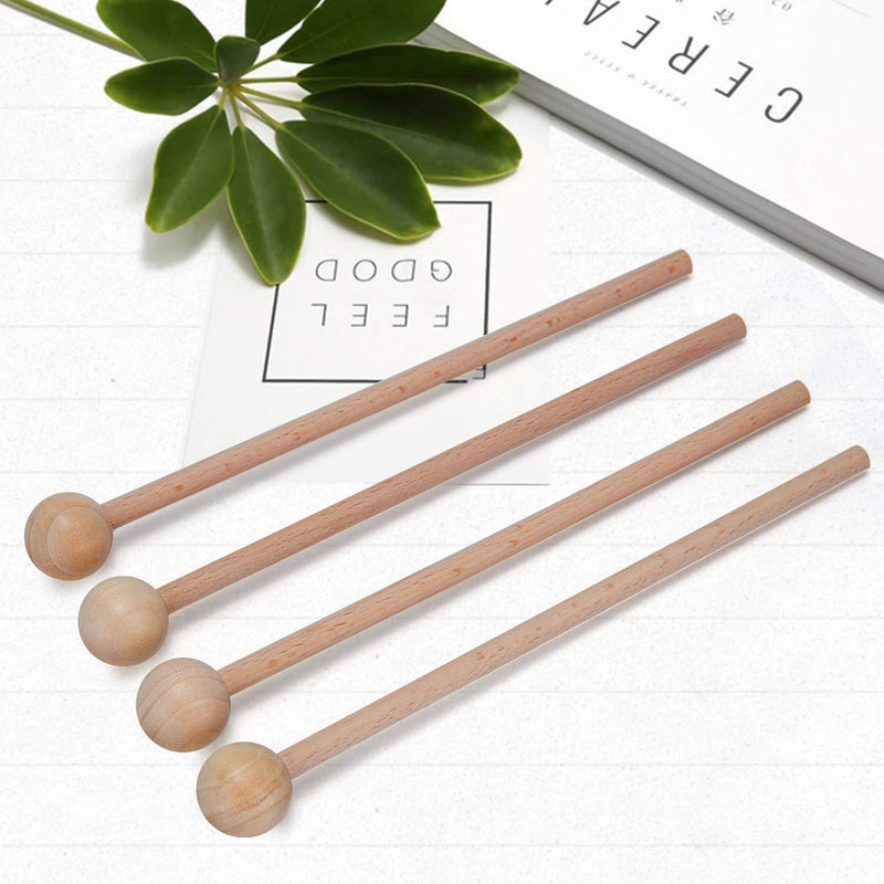 2 Pairs(4 pcs) Wood Mallets Percussion Sticks Round Head Hammer for Energy Chime Xylophone Wood Block and Bells (woodern-bass) woodern-bass