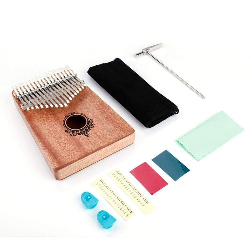 Bnineteenteam Mahogany Wooden Kalimba Mbira 17 Key Thumb Piano Portable Wooden Finger Thumb Piano Wood Color