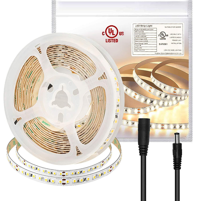 [AUSTRALIA] - UL-Listed LED Strip Lights Warm White 16.4ft 6000lm SMD2835 600LEDs 72W/12V CRI90+ LED Rope Lights for Under Cabinet, Kitchen DIY - 3000K 