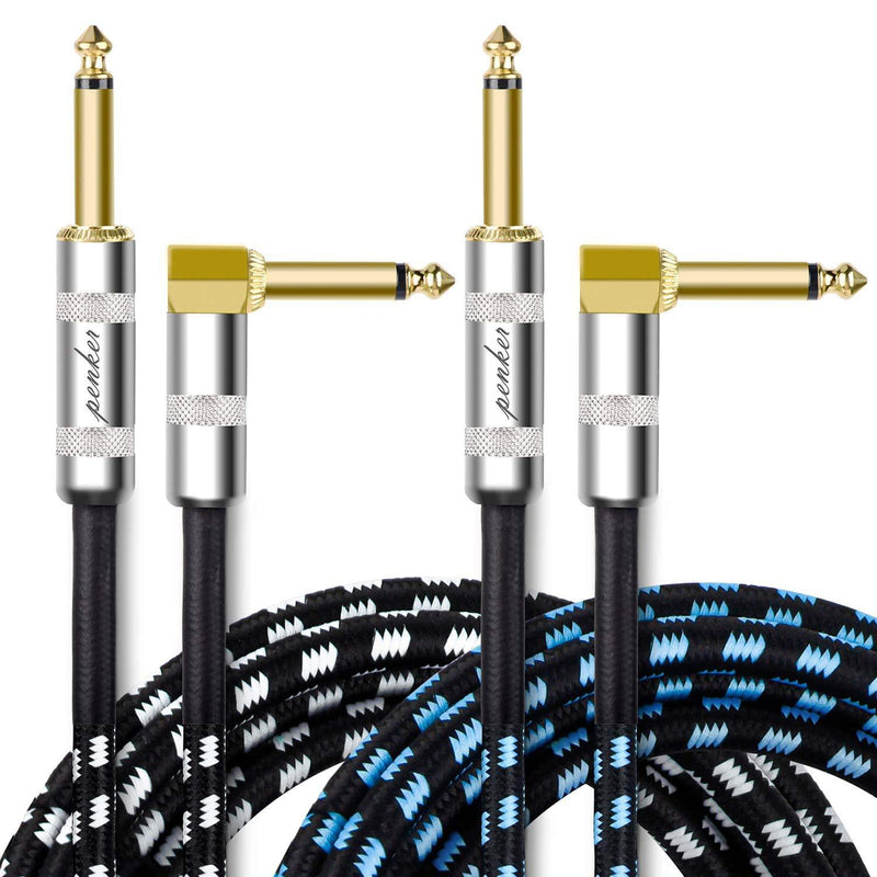 [AUSTRALIA] - Penker 2 Pack Guitar Instrument Cable 10FT,Right Angle 1/4-Inch TS to Straight 1/4-Inch TS Gold Plated 6.35mm Guitar Cord,3 Meter for Guitar Bass Keyboard Effector Microphone Mixer 10 foot 2 Pack 