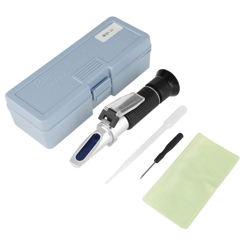 Brix Refractometer, Handheld Portable Accurate Tester Meter for Beer Wine Juice Fruit Honey Sugar, Brix 0~20%