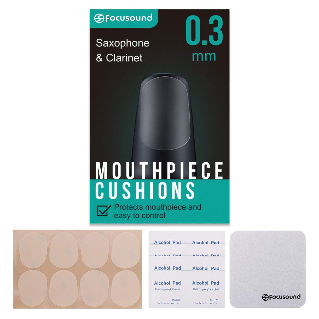 Focusound Saxophone & Clarinet Mouthpiece Cushions, Thin, 0.3mm Clear, 8-Pack