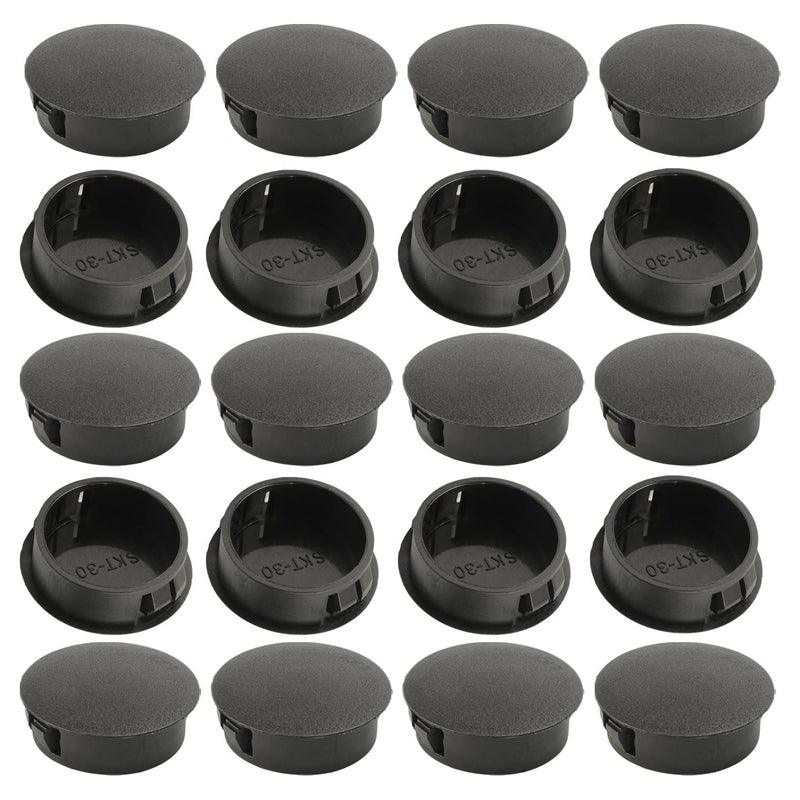 Fielect 100pcs Hole Plugs 30mm x 11.5mm Black Nylon Round Snap Panel Locking Hole Plugs Cover Cable Snap Bushing SKT-30