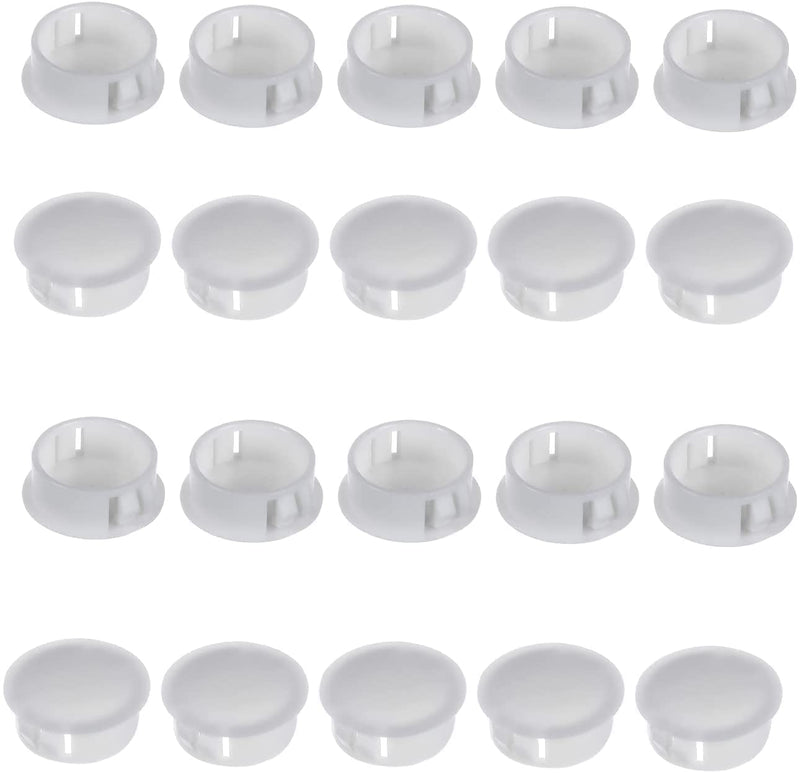 Fielect 50Pcs White Hole Plugs Plastic 25mm/1“ Round Snap Panel Locking Hole Plugs Cover Cable Snap Bushing, SKT-25