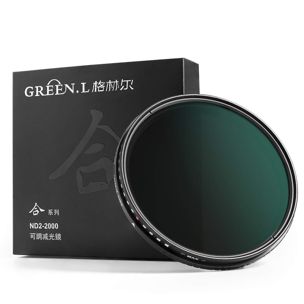 58mm Variable ND Filter, GREEN.L ND2 to ND2000 Fader Neutral Density Filter, HD Schott Glass with MRC16-Layer, Nano-Coating, Professional Filter for Camera Lens 58mm